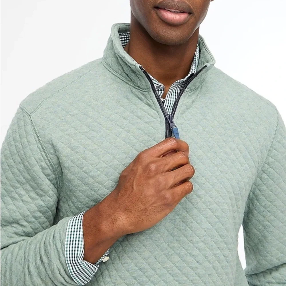 J. Crew | 100% Cotton Quilted Quarter Zip in Oregano